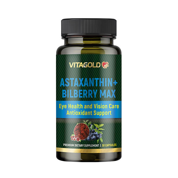 10-01-47-AstaxanthinBilberry-Max Astaxanthin + Bilberry Max (Astaxantină + afine negre Max) - antioxidant, pentru ochi, imunitate, circulația sângelui, creier, 30 de capsule - imagine 1