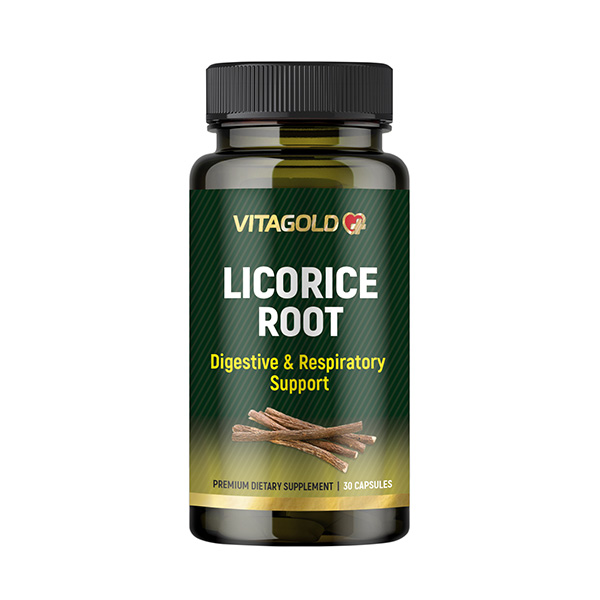 10-01-68-Licorice-Root Lemn-dulce (Licorice Root) - pentru stomac și digestie, sistemul respirator, imunitate, 30 de capsule - imagine 1