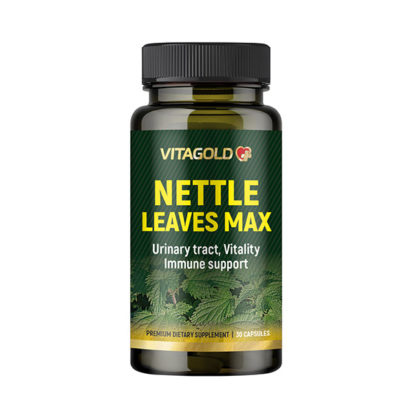 10-01-69-Nettle-Leaves-MAX Frunze de urzică Max (Nettle Leaves Max) - Pentru tractul urinar și rinichi, prostată, imunitate și energie, 30 de capsule - imagine 1