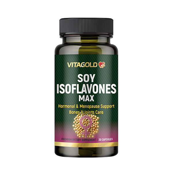 10-01-74-Soy-isoflavones-MAX Soy Isoflavones Max - pentru echilibrul hormonal la femei, pentru oase, articulații, inimă, 30 de capsule - imagine 1