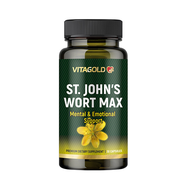 10-01-75-St-Johns-Wort-MAX Sunătoare Max (St. John’s Wort Max) - pentru nervozitate, tensiune și stres, pentru starea de spirit, 30 de capsule - imagine 1
