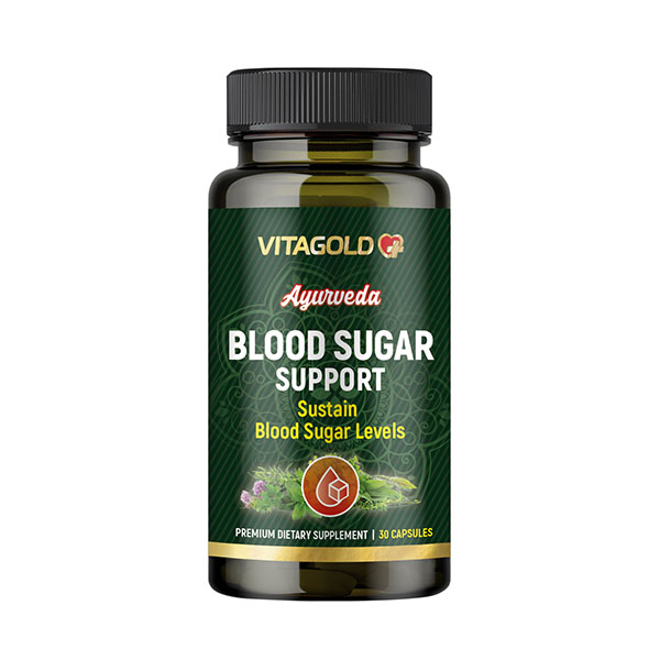 10-02-97-Ayurveda-BLOOD-Sugar Vitagold Ayurveda Blood Sugar Support - pentru sistemul nervos, starea de spirit, somn și creier, 30 de capsule - imagine 1
